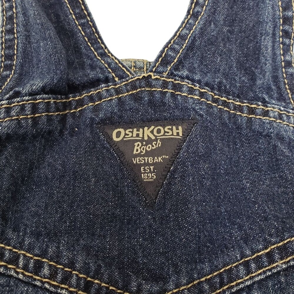 Oshkosh Boys Blue Denim Vestbak Shortalls Carpenter Size 4T - Picture 4 of 10